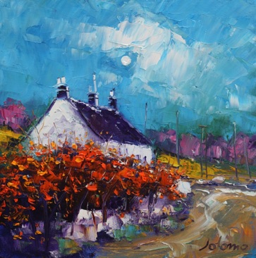 Moonrise on the road to Ettrick Bay Bute 12x12